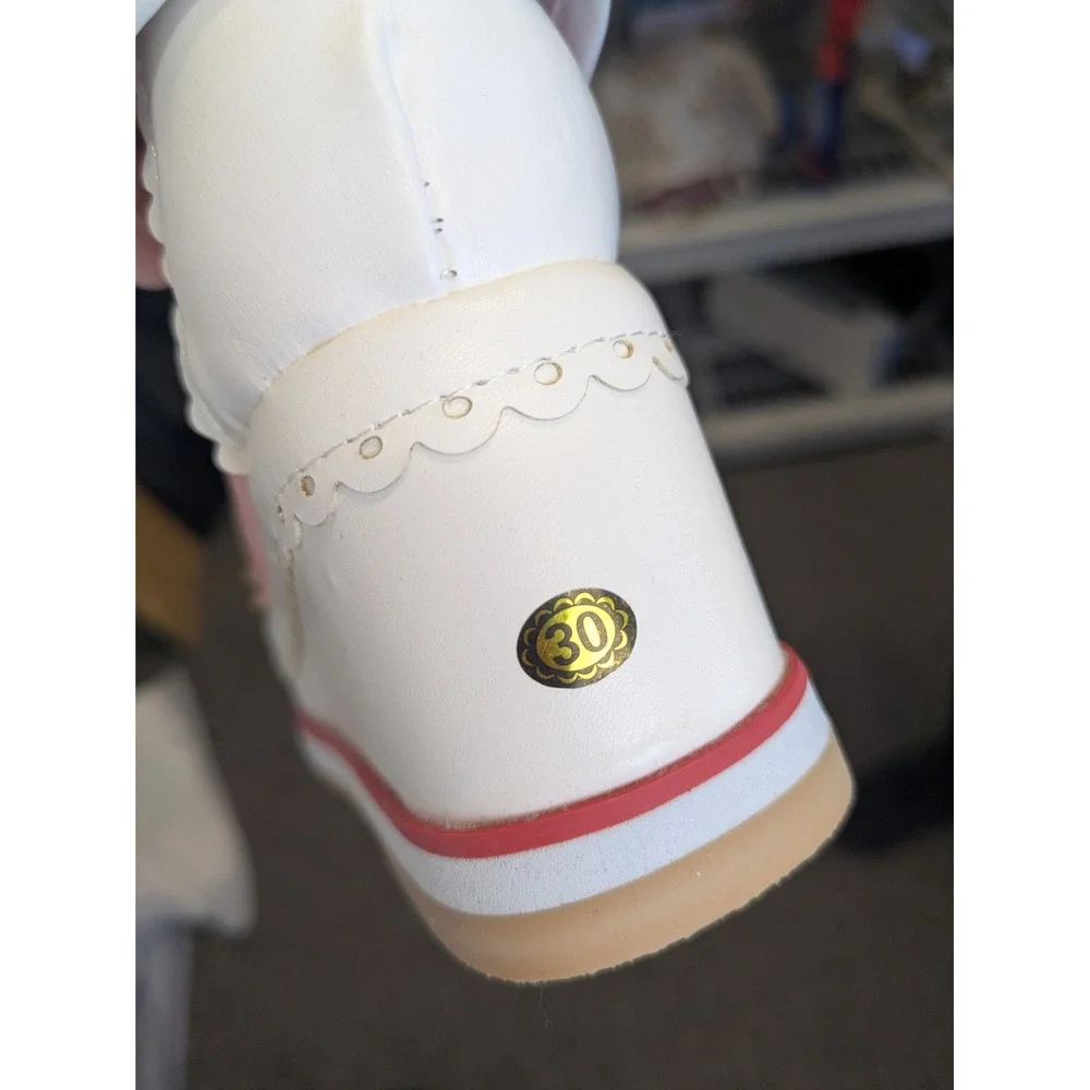 HILIB Girls Lolita Cosplay Pink & White Lace Wedge‎ Shoes Size 12.5